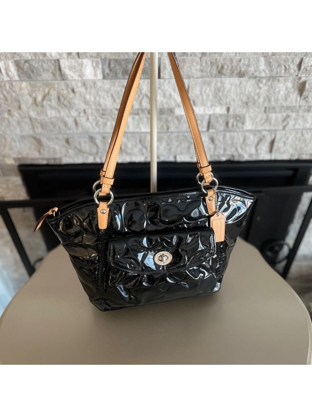 Vintage Coach Leah Patent Leather Tote